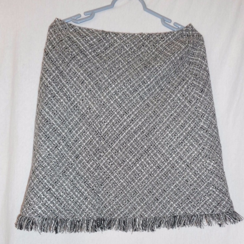 apostrophe Black White Grey wool blend lined skirt